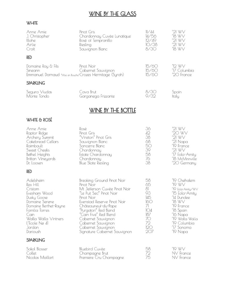 Wine Menu 7/12-9/1